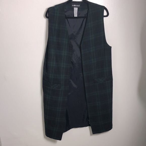 Vintage Plaid Wool Duster Dress Vest - Picture 8 of 8